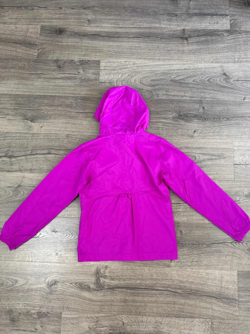 Columbia Girls Bright Pink Hooded Rain  Jacket with Teal Zipper